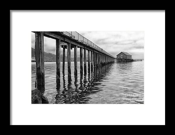 Black & White Framed Print featuring the photograph The Old Fishing Pier by Sandra Bronstein