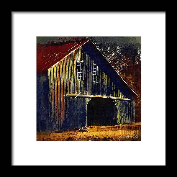 Barn Framed Print featuring the digital art The Old Iowa Hay Barn by Kirt Tisdale