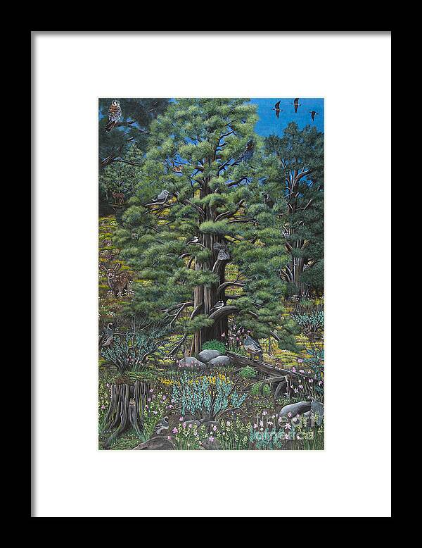 Juniper Tree Framed Print featuring the painting The Old Juniper Tree by Jennifer Lake