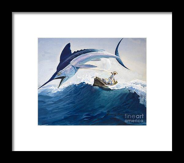 The Framed Print featuring the painting The Old Man and the Sea by Harry G Seabright