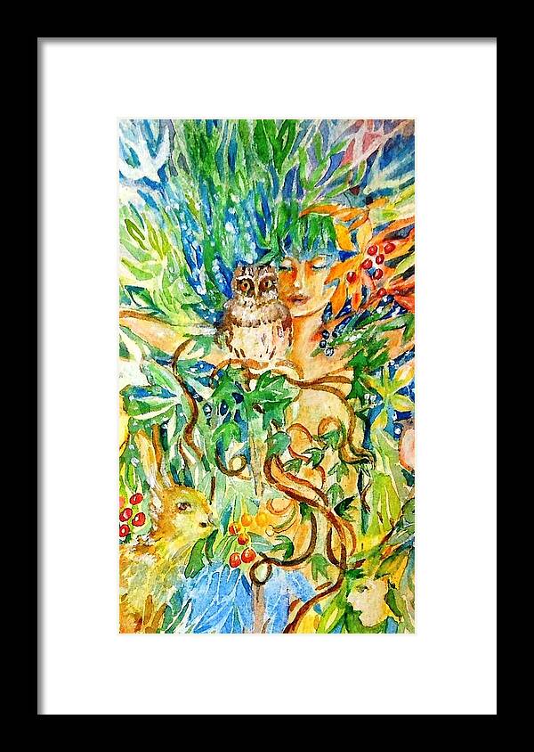Owl Whisperer Framed Print featuring the painting The Owl Whisperer by Trudi Doyle
