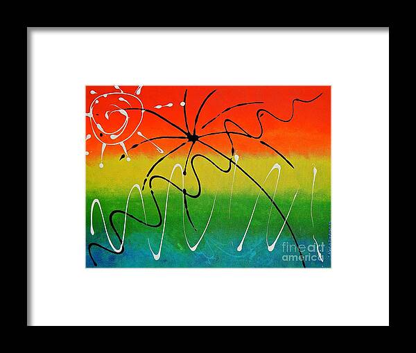 Abstract Framed Print featuring the painting The Palm by Laura Forde