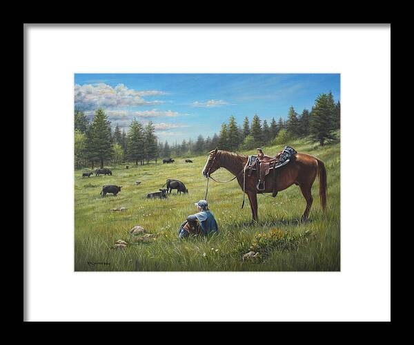 Horse Framed Print featuring the painting The Perfect Day by Kim Lockman