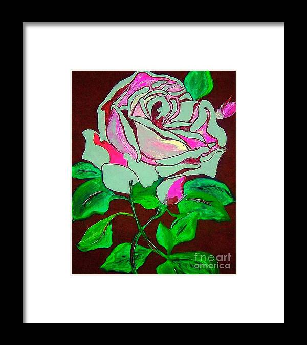 Rose Framed Print featuring the painting The Pink Rose Abstract by Saundra Myles