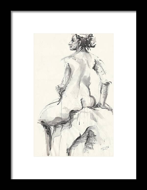 Pose Framed Print featuring the drawing The Pose by Melinda Dare Benfield