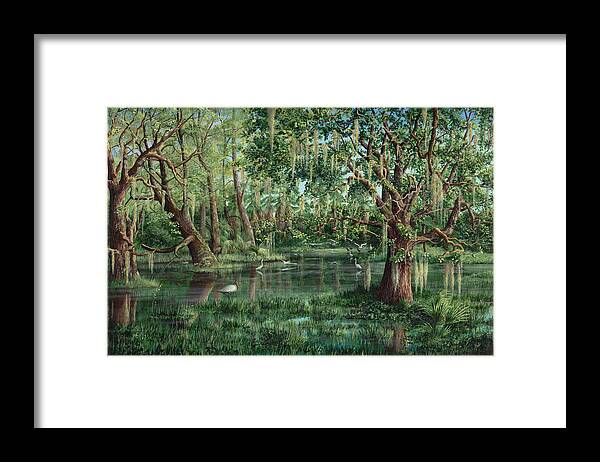 Nature Framed Print featuring the painting The Preacher and His Flock by AnnaJo Vahle