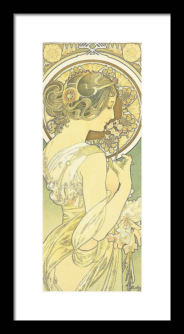 Mucha Framed Print featuring the painting The Primrose by Alphonse Marie Mucha