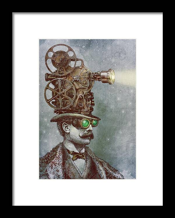 Projector Framed Print featuring the drawing The Projectionist by Eric Fan
