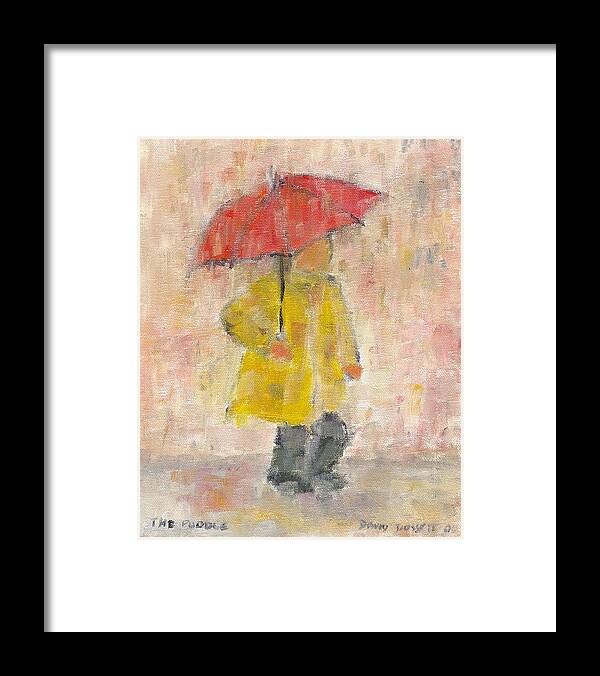Girl Framed Print featuring the painting The Puddle by David Dossett