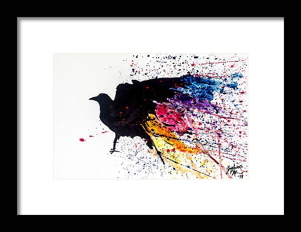 Abstract Framed Print featuring the painting The Raven by Joshua Minso