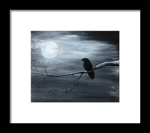 Raven Framed Print featuring the painting The Raven piece 2 of 2 by Gray Artus