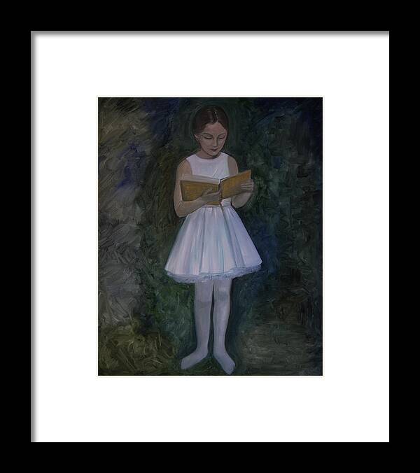 Ballerina Framed Print featuring the painting The Reading Ballerina by Tone Aanderaa