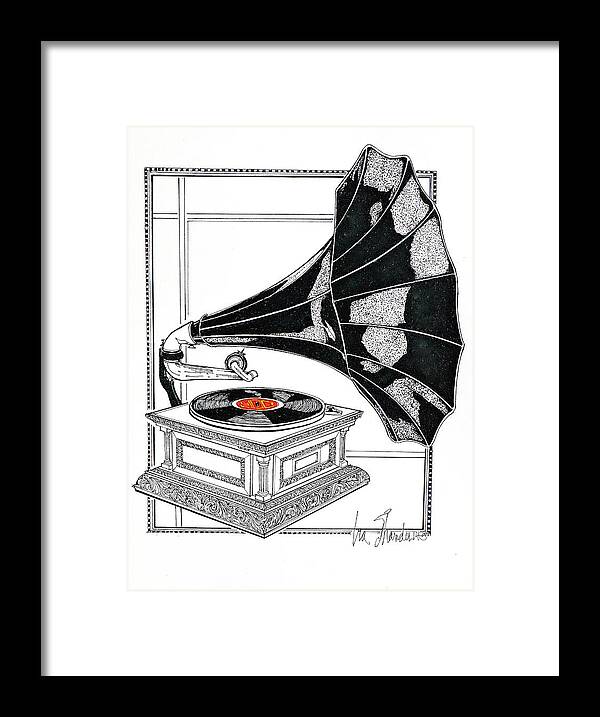 Phonographs Framed Print featuring the drawing The Real Caruso by Ira Shander