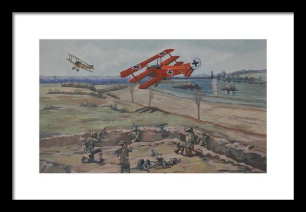Military Art Framed Print featuring the painting The Red Baron's last combat by Murray McLeod