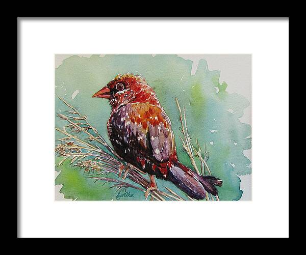 Bird Framed Print featuring the painting The Red Bird by Jyotika Shroff