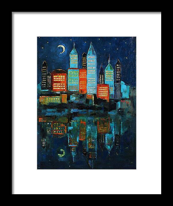 Modern Art Framed Print featuring the painting The Restless Moon by Becky Kim