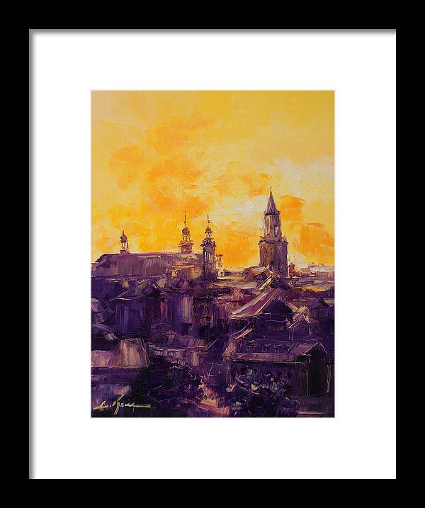 Lublin Framed Print featuring the painting The Roofs of Lublin by Luke Karcz