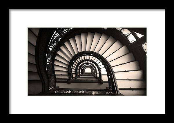 Kelly Framed Print featuring the photograph The Rookery Staircase in Sepia Tone by Kelly Hazel