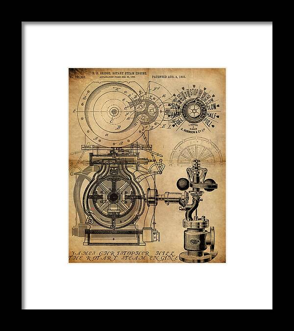 Steampunk Framed Print featuring the painting The Rotary Engine by James Hill
