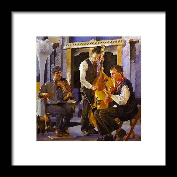 Music Framed Print featuring the painting The Russet Trio by Kenneth Young