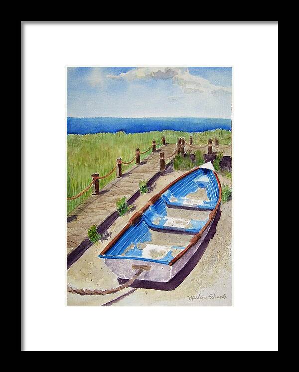 Boat Framed Print featuring the painting The Sandy Boat by Marlene Schwartz Massey