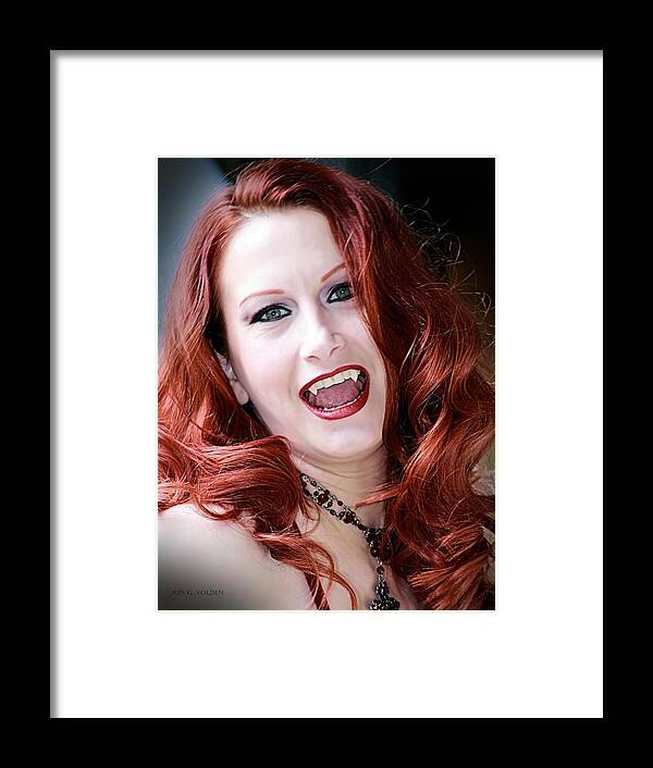 Vampire Framed Print featuring the photograph The Scarlet Vampire Lady by Jon Volden