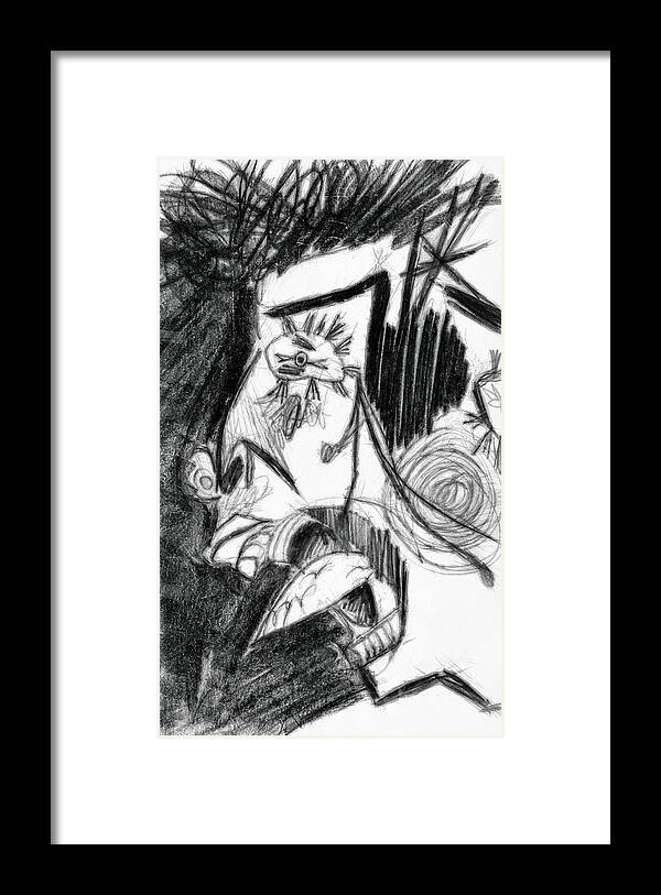Drawing Framed Print featuring the digital art The Scream - Picasso Study by Michelle Calkins