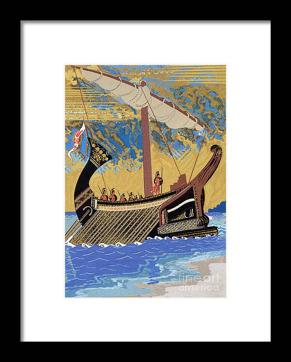 Boat Framed Print featuring the painting The Ship of Odysseus by Francois-Louis Schmied