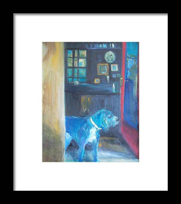 Dog Framed Print featuring the painting The Shopkeeper's Dog by Susan Esbensen