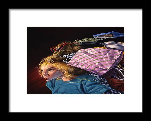 Monkey Framed Print featuring the painting The Shopping Monkey by Mark Fredrickson