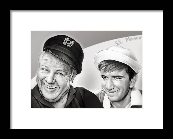 Gilligan's Island Framed Print featuring the mixed media The Skipper and Gilligan by Greg Joens