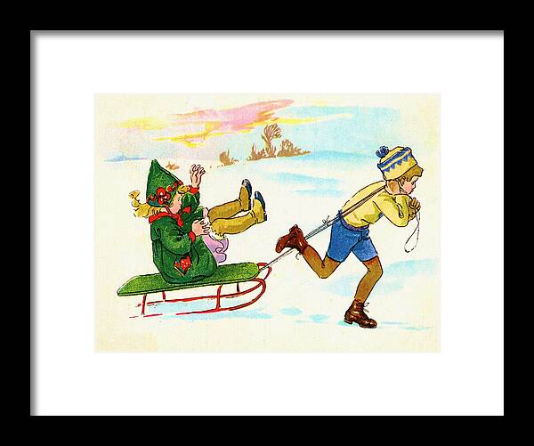 Sled Framed Print featuring the digital art The Sled by Bill Cannon