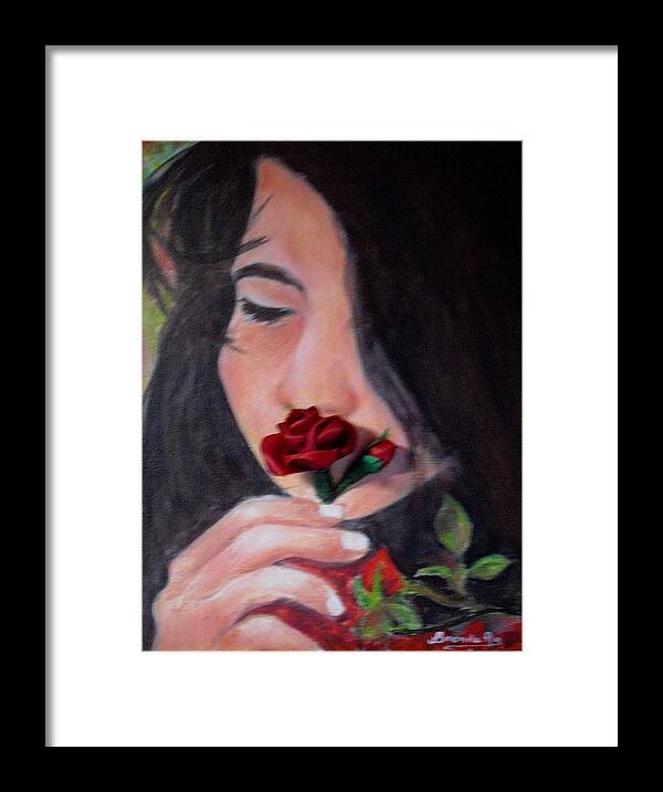  Rose Framed Print featuring the mixed media The smell of a rose.. by Brenda Almeida-Schwaar