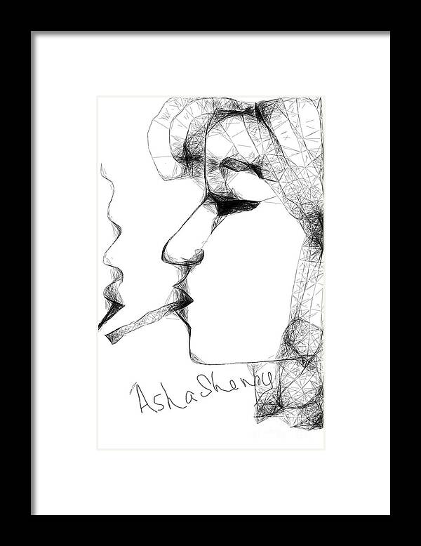 Smoking Girl Framed Print featuring the painting The smoke by Asha Sudhaker Shenoy