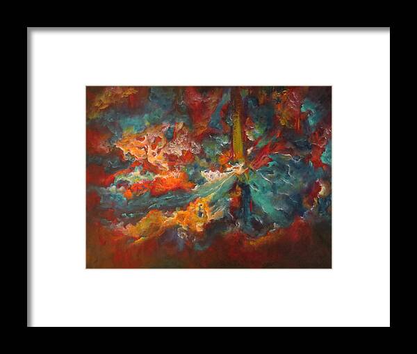 Abstract Framed Print featuring the painting The Source by Soraya Silvestri
