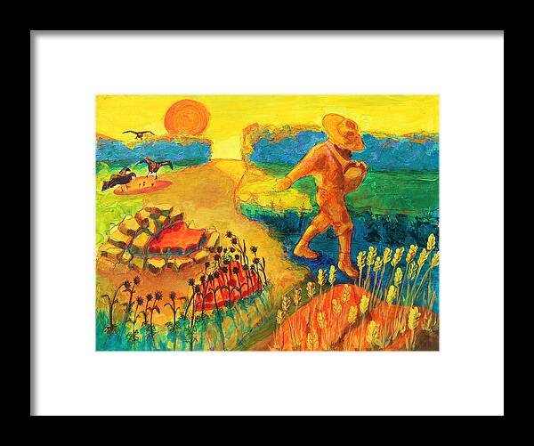 The Sower Framed Print featuring the painting The Sower painting by Bertram Poole by Thomas Bertram POOLE