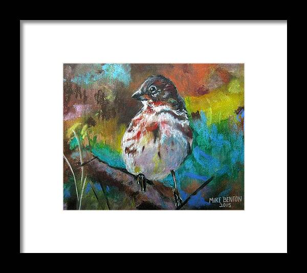 Bird Framed Print featuring the pastel The Sparrow by Mike Benton