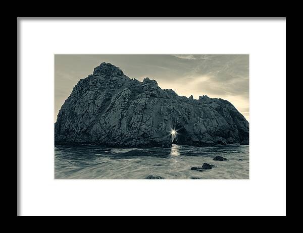 Landscape Framed Print featuring the photograph The Star of Pfeiffer BW by Jonathan Nguyen