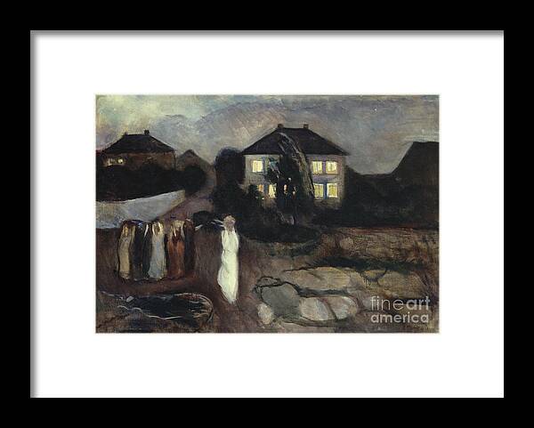 Edvard Munch Framed Print featuring the painting The storm by Edvard Munch