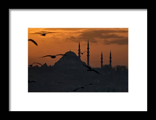  Suleymaniye Mosque Framed Print featuring the photograph The Suleymaniye Mosque at sunset by Ayhan Altun