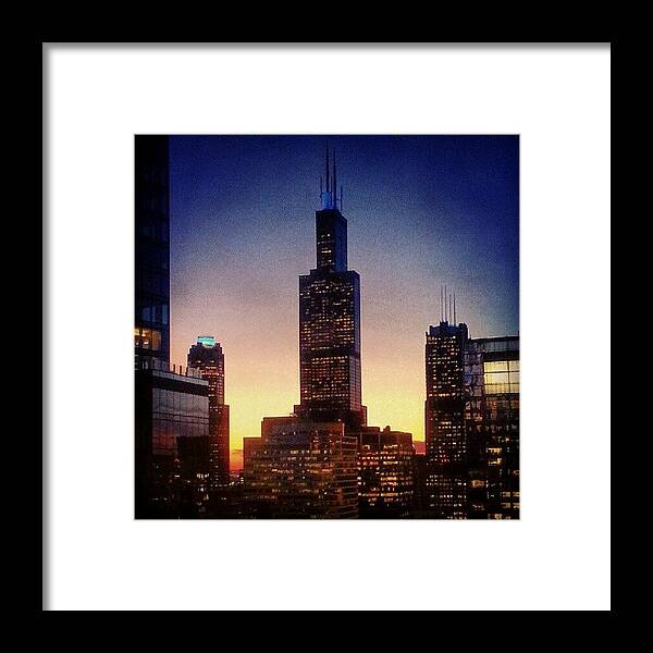 Sears Tower Framed Print featuring the photograph The Sun Sets Behind Sears by Jill Tuinier