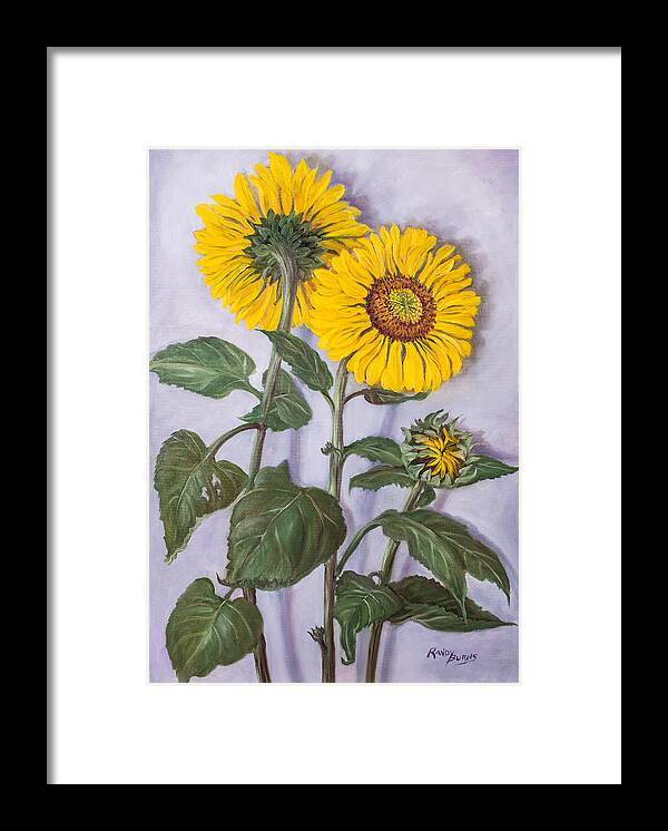 Sunflowers Framed Print featuring the painting The Sunflowers by Rand Burns