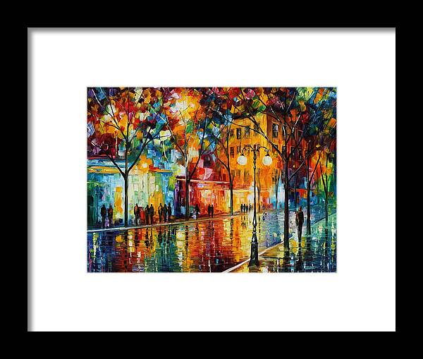 Leonid Afremov Framed Print featuring the painting The Tears Of The Fall - Palette Knife Oil Painting On Canvas By Leonid Afremov by Leonid Afremov