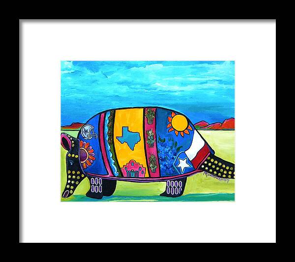 Armadillo Framed Print featuring the painting The Texas Armadillo by Patti Schermerhorn