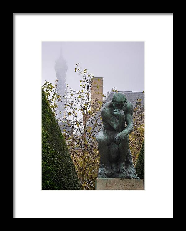 Rodin Framed Print featuring the photograph The Thinker and the Tower by Matt MacMillan