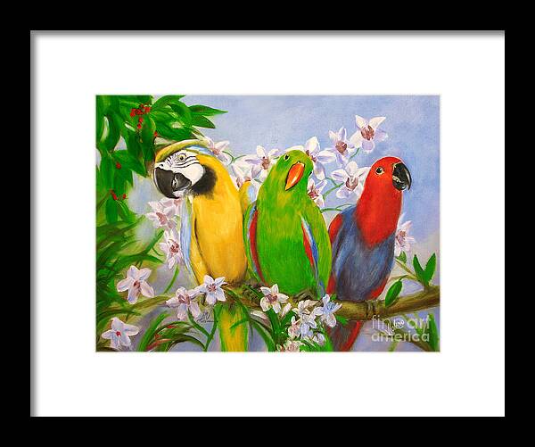 Parrot Framed Print featuring the painting The Three Tenors by Stella Violano