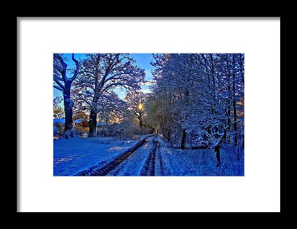 Snow Framed Print featuring the photograph The Track by Dave Woodbridge