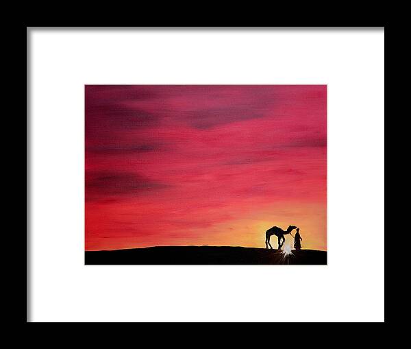 Camel Framed Print featuring the painting The Traveler by Rafay Zafer