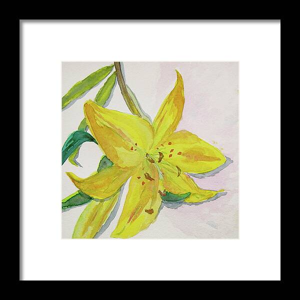 Lily Framed Print featuring the painting The Trickiness of Yellow by Beverley Harper Tinsley