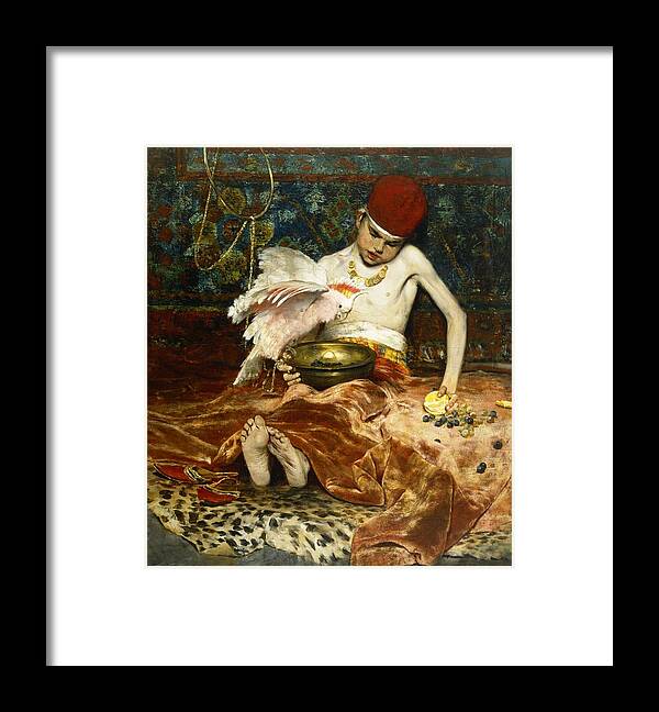 Turkish Framed Print featuring the painting The Turkish Page Unexpected Intrusion by William Merritt Chase